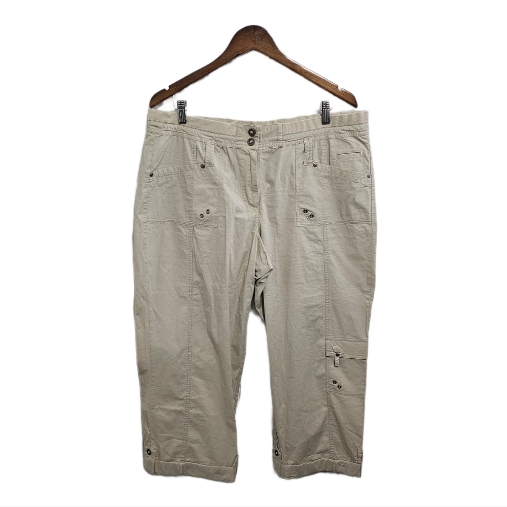 Chico's cream cargo utility crop pants size large